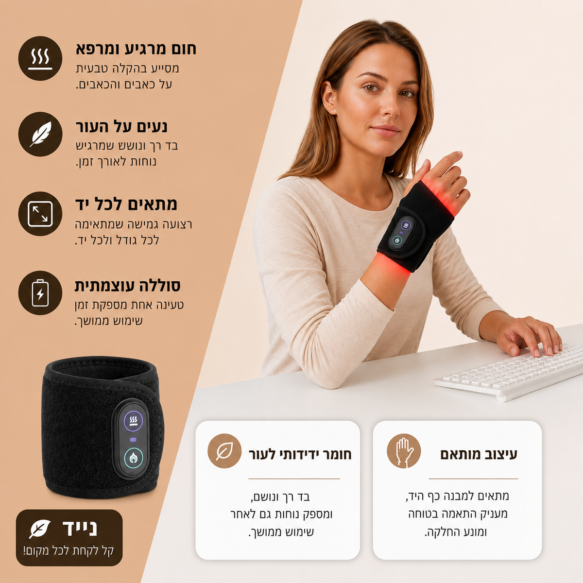 ThermaWrap™- הקלה וחימום לפרק כף היד